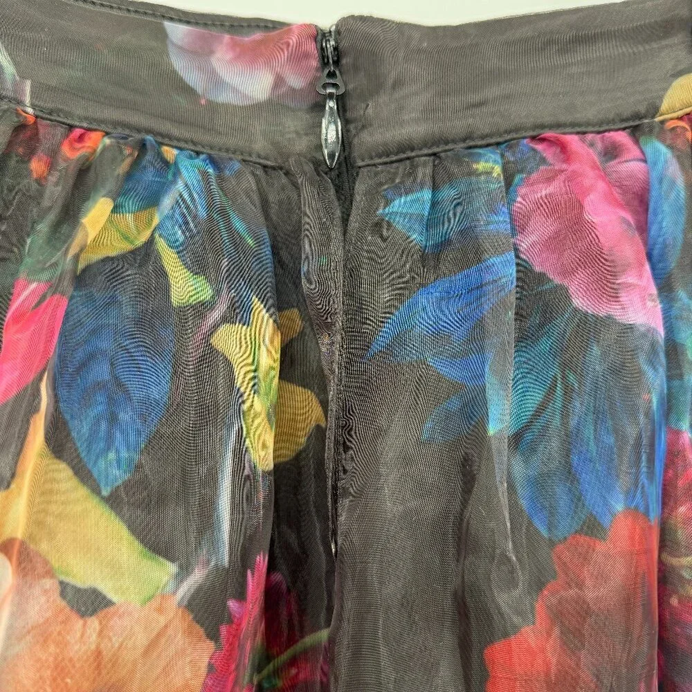 Bebe Floral Mesh Overlay Mini Skirt Skort Women’s Small High Waist Cocktail NWT - Picture 7 of 14